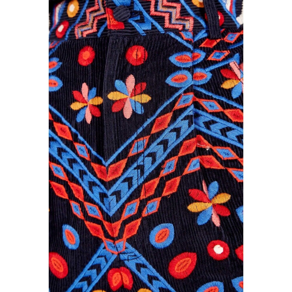 Farm Rio Cropped Corduroy Pants, Navy Blue, Medium, New! - Picture 4 of 8